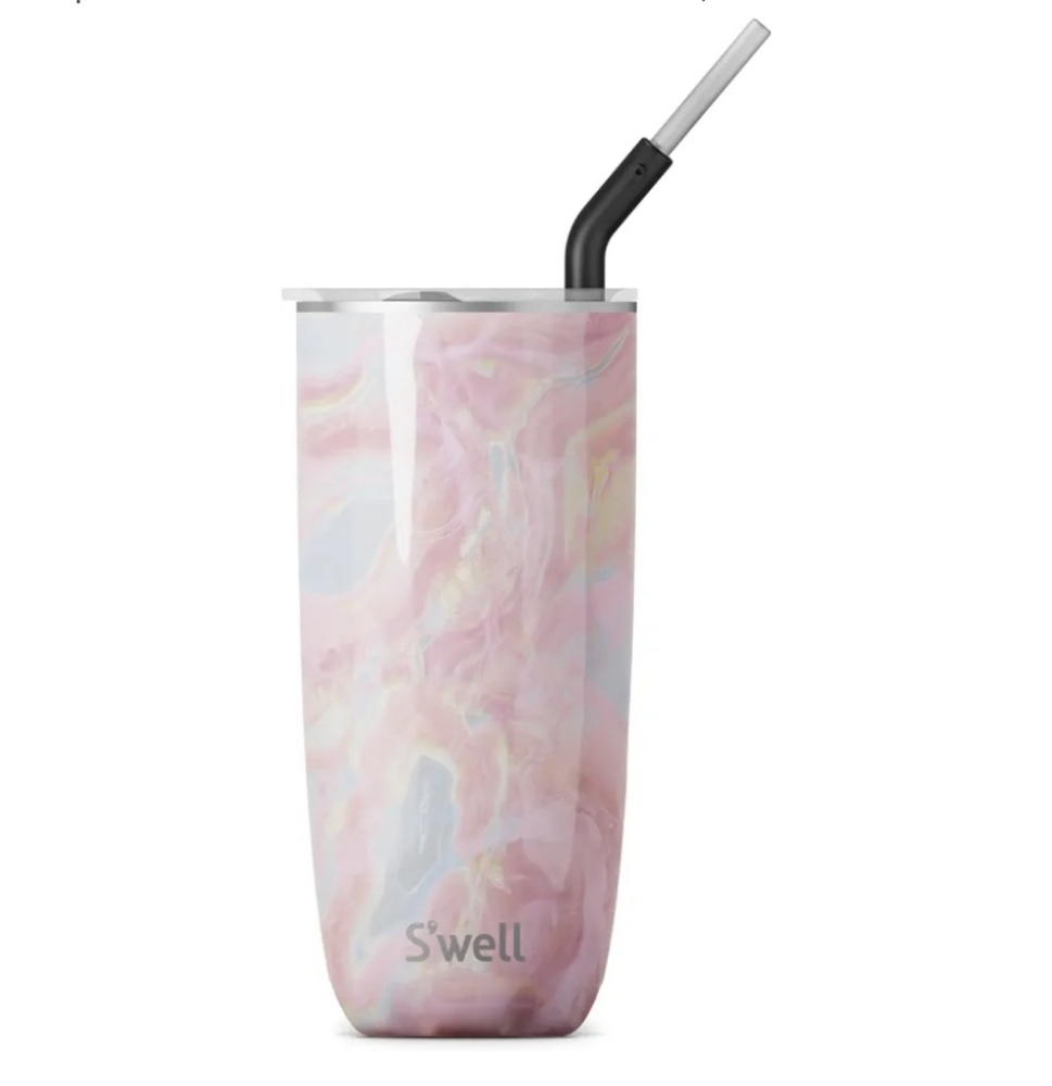 S'well Stainless Steel Tumbler with Straw and Slide Open Lid